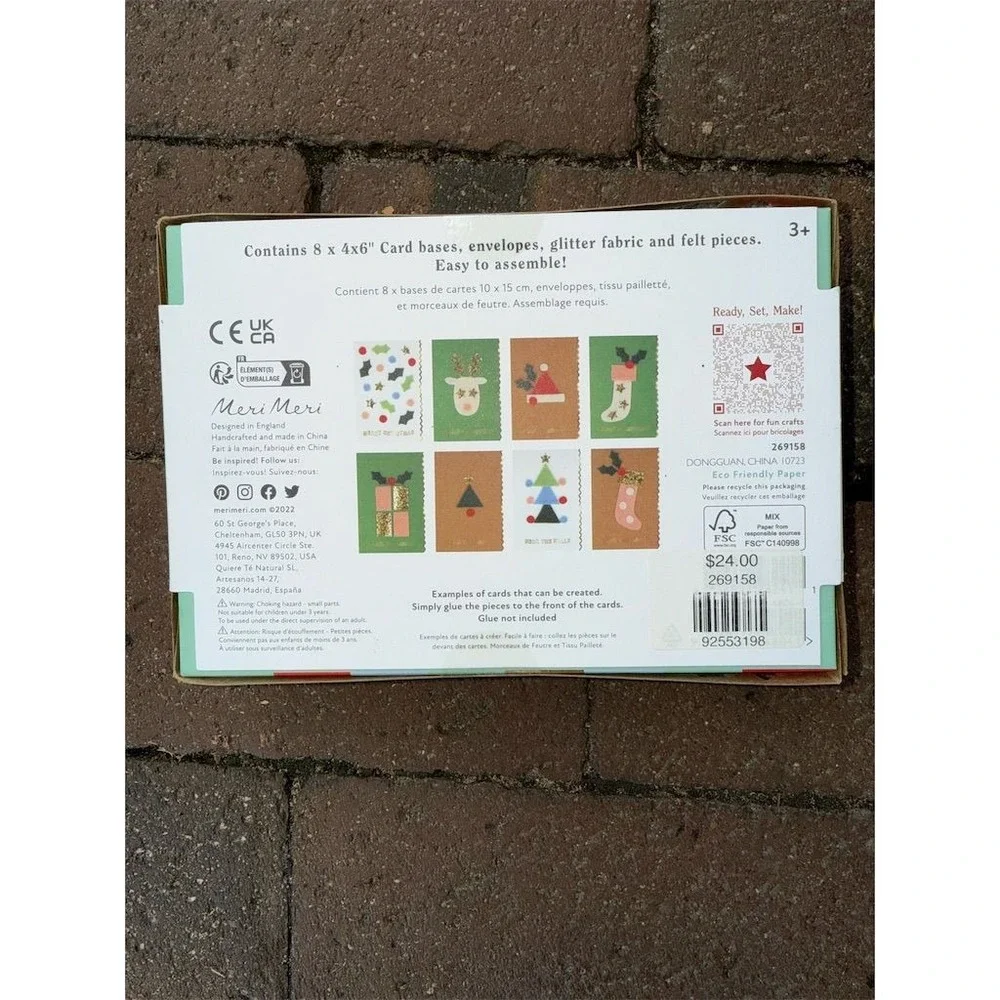 Meri Meri‎ Christmas Felt Card Kit DIY Holiday Greeting Craft festive handmade
